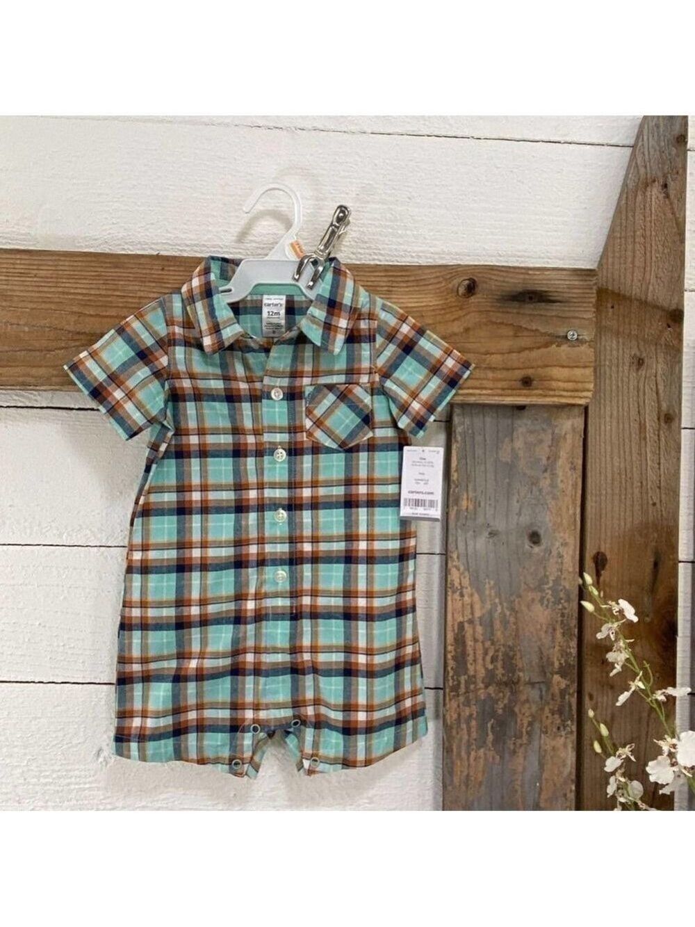 Baby NWT Plaid Romper Carters Multiple Sizes